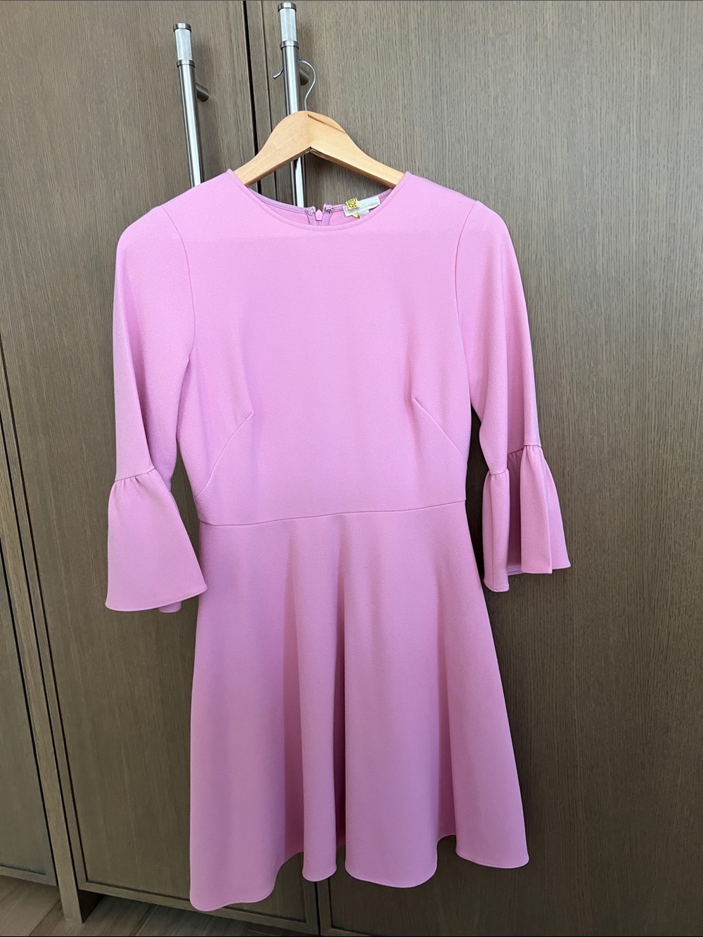 Fit & Flare Pink Long-Sleeve Dress with Ruffle Cuffs